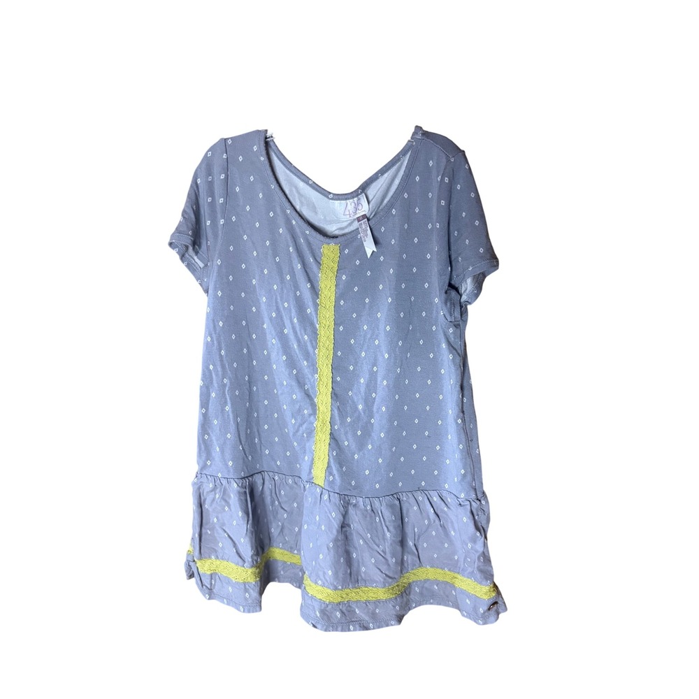 Matilda Jane 435 Girls Purple Grey Diamond Print Lace Trim Peplum Tunic Top 8